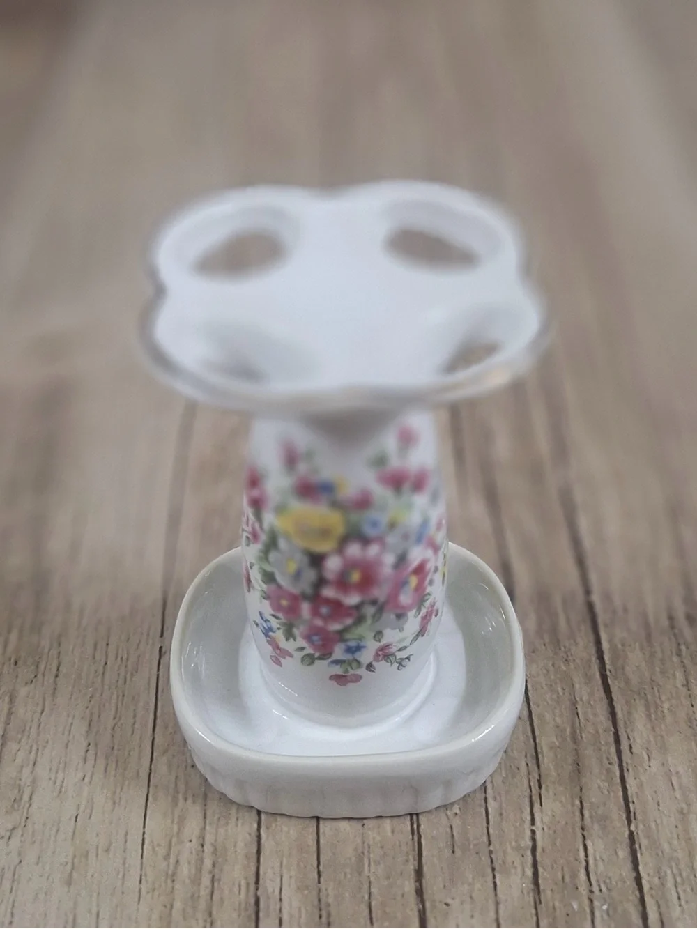 Vintage Floral Porcelain Toothbrush Holder Japan Vanity Organizer